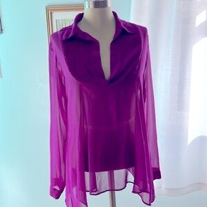 Free People Purple See Through Flowey Blouse size SP